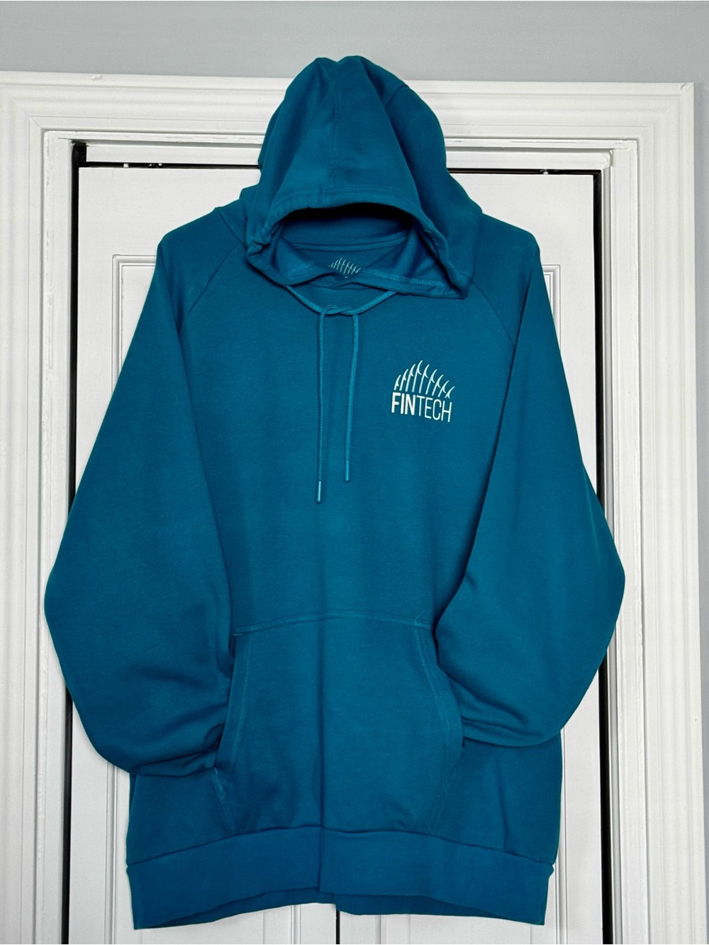 Fintech Teal Pullover Hoodie for Men